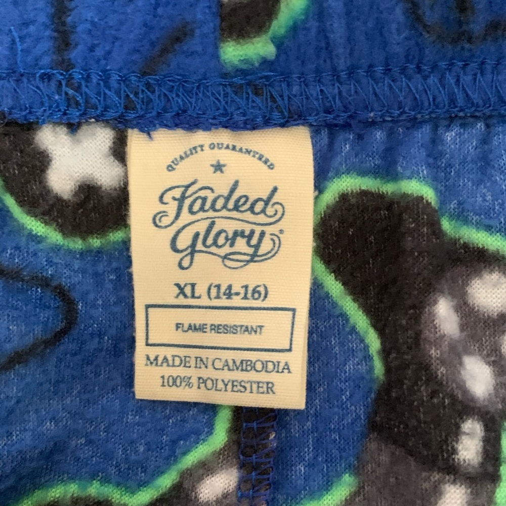 Boys Gaming Controls Fleece Pajama Pants Faded Glory Bottoms Blue Size XL 14-16 - Picture 9 of 9